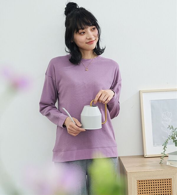 BELLUNA（ベルーナ）の「＜ＭＡＴＯＬＩＡ＞着て潤うルームウェア　トップス・腹巻付ボトム（カットソー）」｜詳細画像