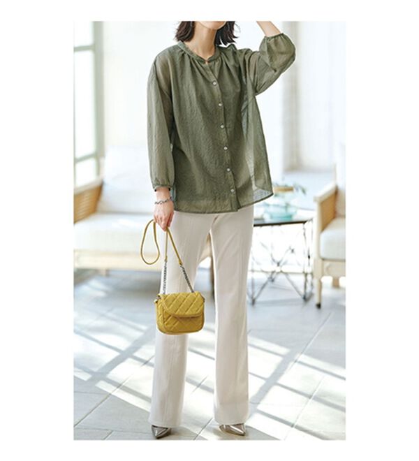 BELLUNA（ベルーナ）の「大人の透け感かのこ編デザインブラウス（ブラウス）」｜詳細画像