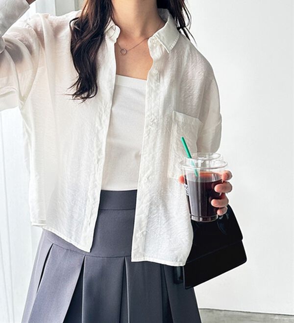 GeeRA（ジーラ）の「着回し自在シアーショートシャツ（シャツ）」｜詳細画像