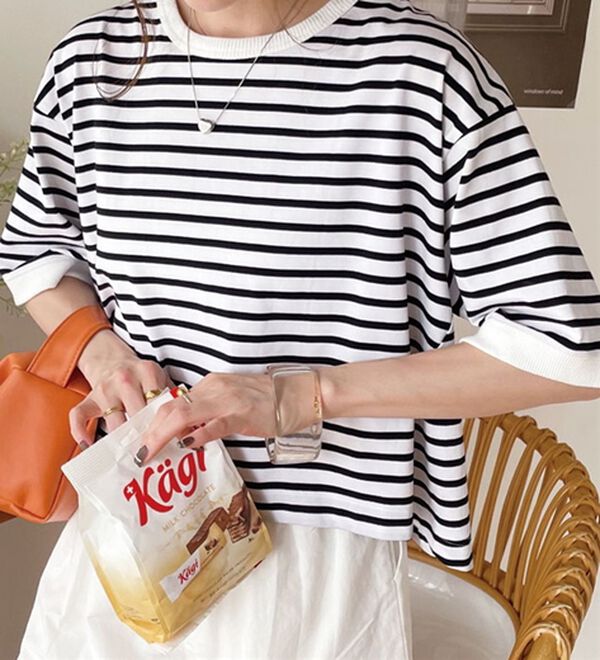 GeeRA（ジーラ）の「綿混素材クロップドＴシャツ（Tシャツ）」｜詳細画像