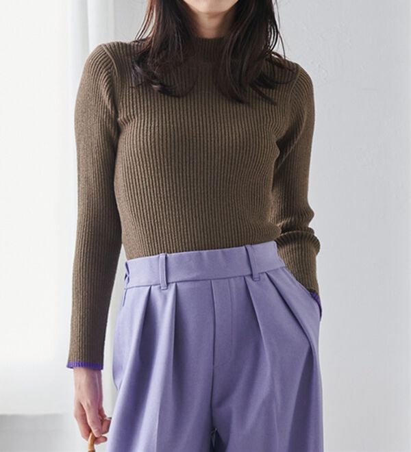 RANAN（ラナン）の「もちもちリブパイピングハイネックニット（ニット・セーター）」｜詳細画像