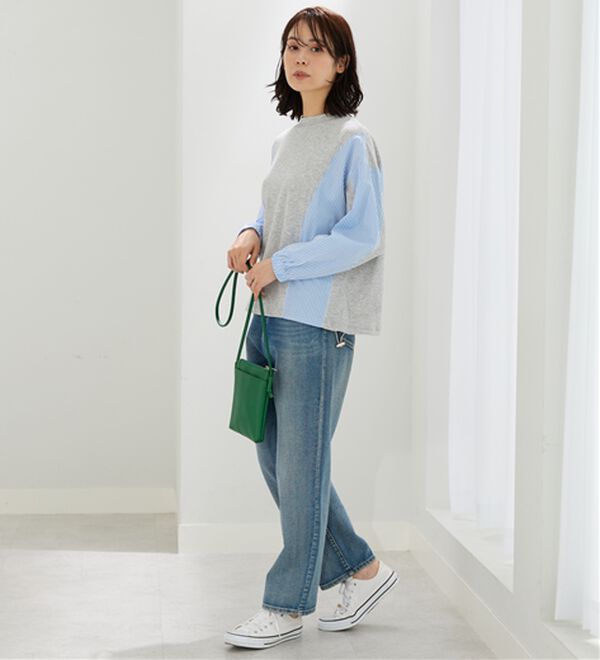 BELLUNA（ベルーナ）の「ストライプ切替デザインプルオーバー（カットソー）」｜詳細画像