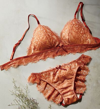 YU'NOW（ユナウ）の「アイラッシュレースのブラレット＆ショーツセット（ブラジャー＆ショーツセット）」