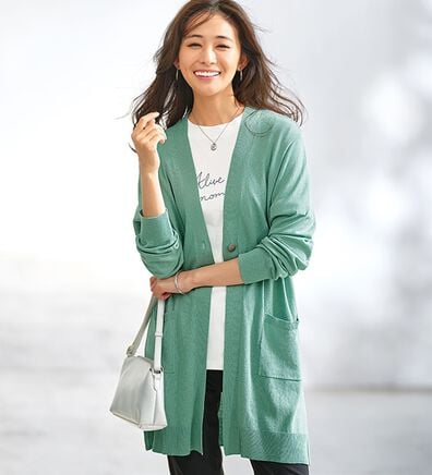 BELLUNA（ベルーナ）の「ヒンヤリ冷感！洗えるロング丈カーディガン（ニットカーディガン）」