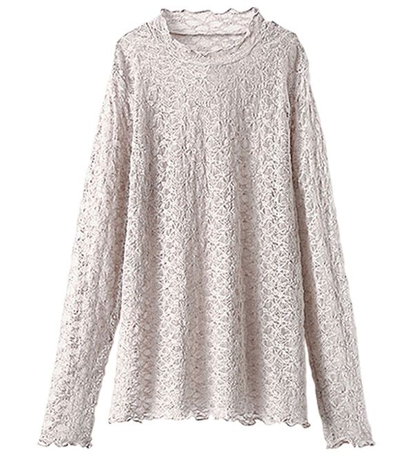 BELLUNA（ベルーナ）の「【重ね着にぴったり♪】のびやかレース素材メロー使いインナー（カットソー）」｜詳細画像