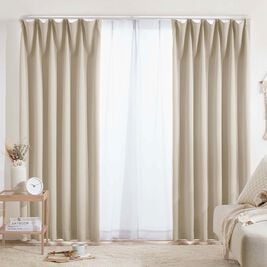 iellio（イエリオ）の「【８日間限定価格】１・２級遮光＆断熱保温＆ＵＶ見えにくいレース付カーテンセット＜４枚組・遮光１級・洗える・無地＞（ドレープカーテン）」