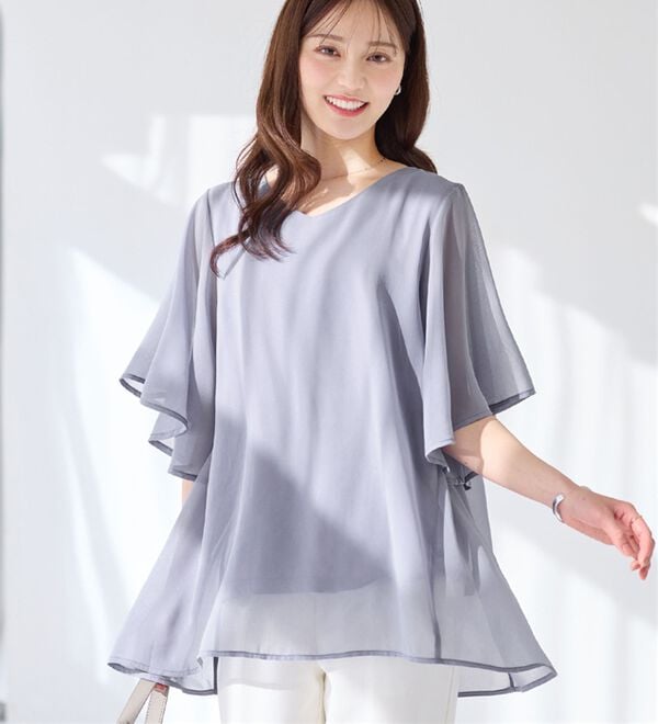 alotta（アロッタ）の「インナー付き上品ドレープチュニック（チュニック）」｜詳細画像