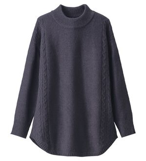 BELLUNA（ベルーナ）の「サイドケーブル柄ニットチュニック（チュニック）」｜ネイビー