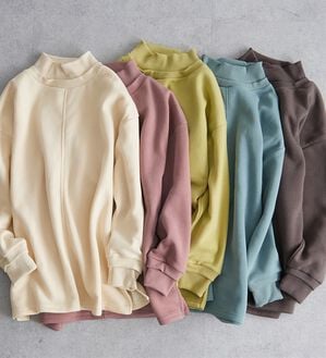 BELLUNA（ベルーナ）の「リブ使いがかわいい裏起毛トレーナー（チュニック）」｜詳細画像