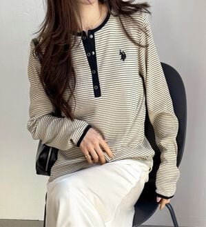 GeeRA（ジーラ）の「【U.S.POLOASSN】ワッフルヘンリーネックカットソー（カットソー）」｜アイボリー