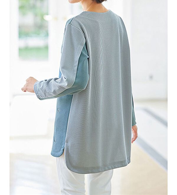 BELLUNA（ベルーナ）の「花柄刺しゅうスエード調チュニック（チュニック）」｜詳細画像