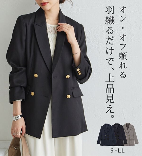 RANAN（ラナン）の「洗える！ゴールド調ボタンWテーラードジャケット（テーラードジャケット）」｜詳細画像
