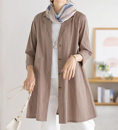 ルフラン（ルフラン）の「ピンタック素材ロングジャケット（その他ジャケット）」