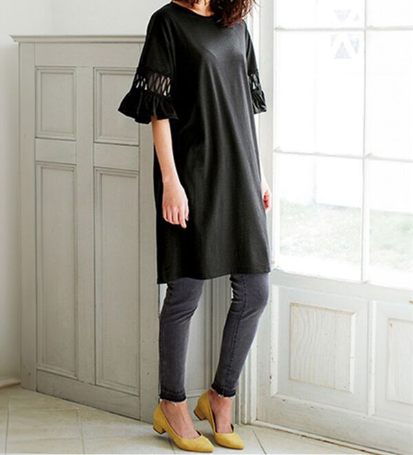 RANAN（ラナン）の「袖レース切替チュニックワンピース（チュニックワンピース）」｜詳細画像