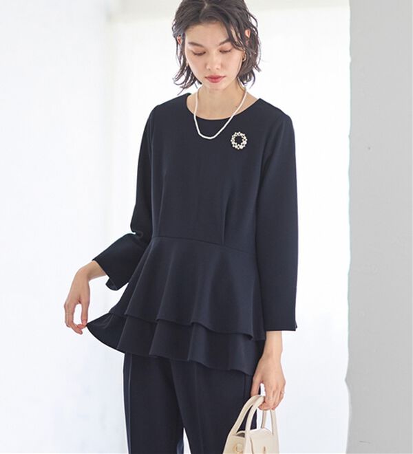 GeeRA（ジーラ）の「【2点セット】ペプラムティアードブラウスセットアップ（その他スーツ）」｜詳細画像