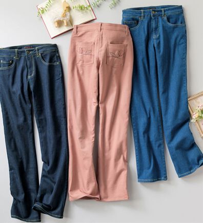 ルフラン（ルフラン）の「【３本組】やわらか裏起毛エアリージーンズ（フルレングスパンツ）」