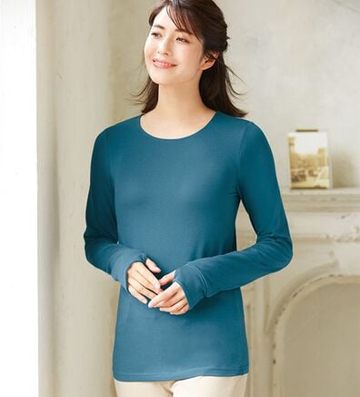 「こっそり手首あたためインナークルーネック（肌着・インナーウェア）」