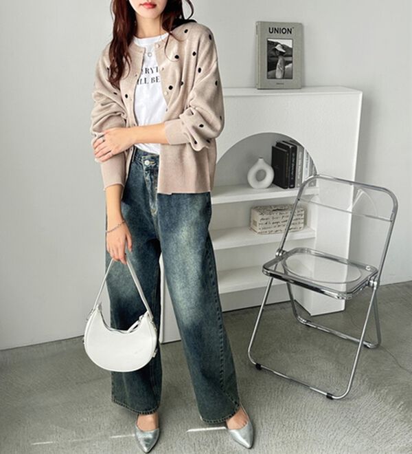 GeeRA（ジーラ）の「ドット柄カーディガン（ニットカーディガン）」｜詳細画像