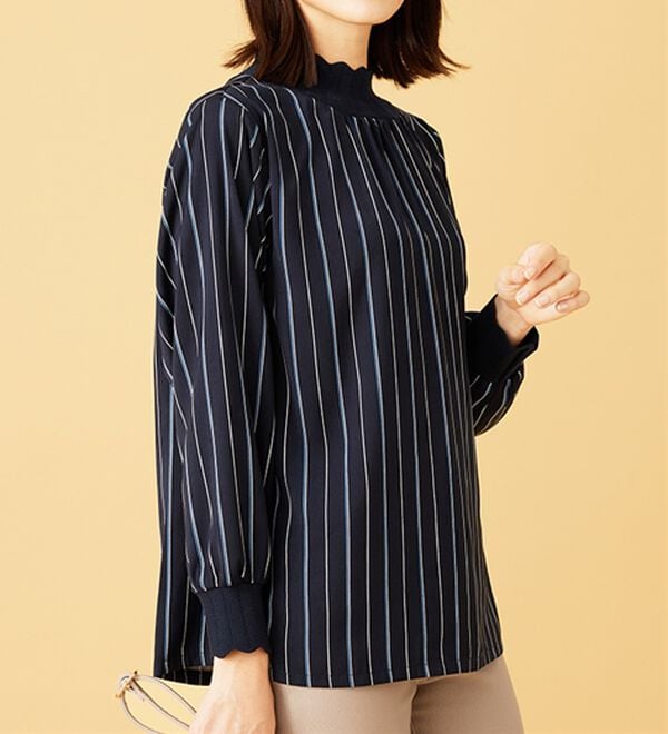 BELLUNA（ベルーナ）の「衿＆袖ニット使い美人顔ブラウス（ブラウス）」｜詳細画像