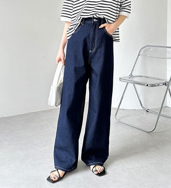 GeeRA（ジーラ）の「ハイウエストストレートデニム（ワイドパンツ・ガウチョ）」｜詳細画像