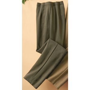 BELLUNA（ベルーナ）の「日本製あったかニットコール素材パンツ（フルレングスパンツ）」｜オリーブ