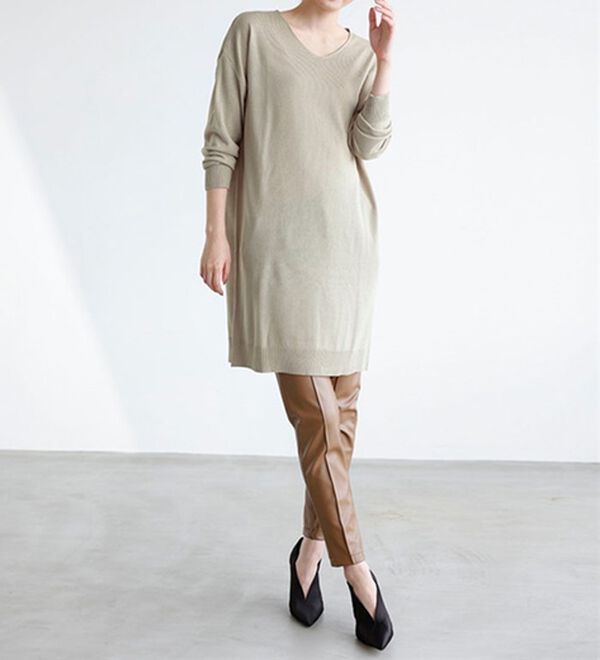 RANAN（ラナン）の「カシミヤタッチニットチュニックワンピース（チュニック）」｜詳細画像