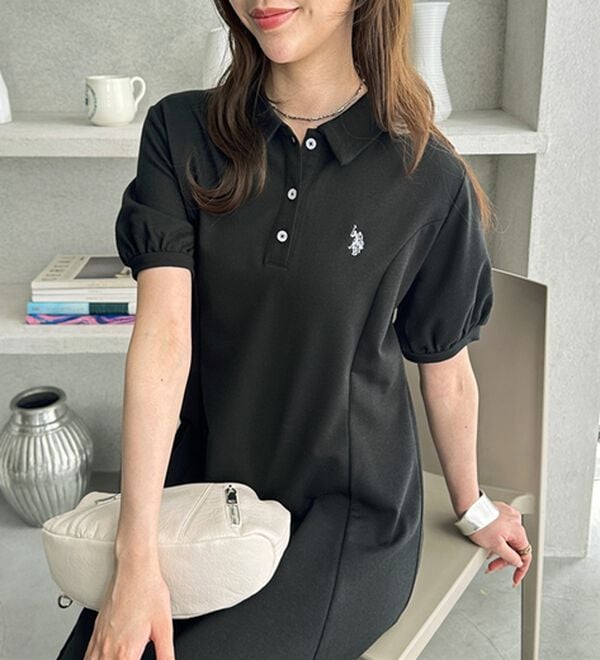 Titleist 黒 ポロワンピース U．S．POLOASSN】ポロ衿ワンピ―ス - ベルーナ【公式】