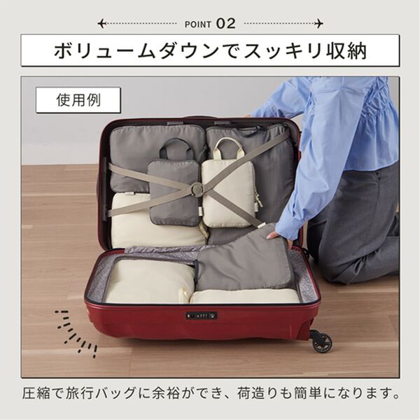 iellio（イエリオ）の「圧縮トラベルポーチ４点セット（その他日用品）」｜詳細画像
