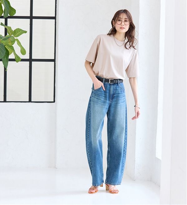 BELLUNA（ベルーナ）の「【汗ジミ対策◎】＜エアリーアイスコットン＞オーバーサイズＴシャツ【選べる袖丈】（カットソー）」｜詳細画像