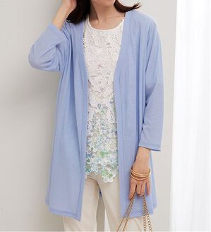 BELLUNA（ベルーナ）の「着映える花柄レースカーデアンサンブル（アンサンブル）」｜ブルー