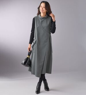 BELLUNA（ベルーナ）の「気分が上がる♪ハイネックデザインワンピース（その他ワンピース）」｜チャコール