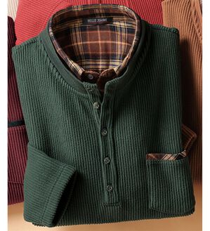 「裏ベロアのお洒落なダブル衿トレーナー（メンズトレーナー）」｜ダークグリーン