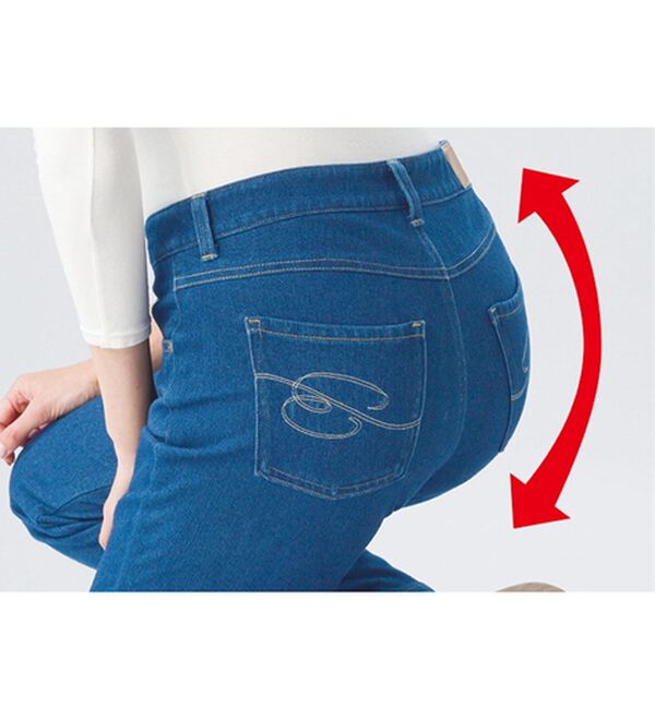 ルフラン（ルフラン）の「【３本組】楽してきれい！さらっと快適ニットデニム　ブーツカット（フルレングスパンツ）」｜詳細画像