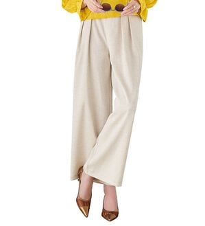 RANAN（ラナン）の「洗える！ひんやり！麻調素材タックワイドパンツ（フルレングスパンツ）」｜ベージュ