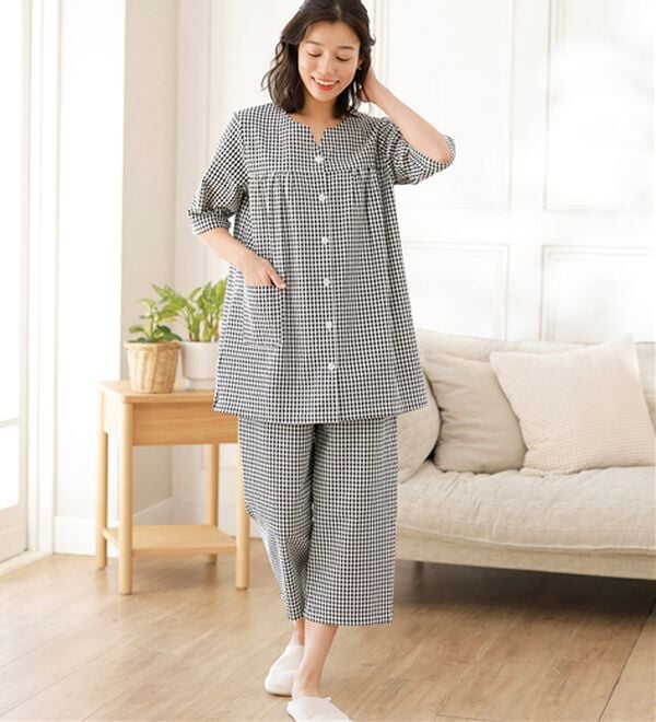 LAVIENNE（ラヴィエンヌ）の「綿１００％サッカーパジャマ（パジャマ・ルームウェア）」｜詳細画像