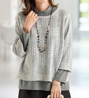 BELLUNA（ベルーナ）の「透かし柄ニットプルオーバーアンサンブル（アンサンブル）」｜詳細画像