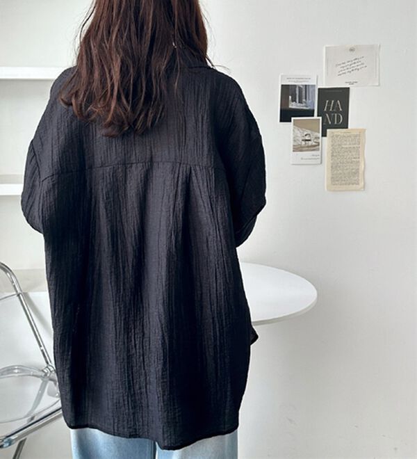 GeeRA（ジーラ）の「しぼ感素材開衿シャツ（シャツ）」｜詳細画像