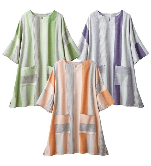 「【３色組】サラッと家事も快適！７分袖かっぽう（パジャマ・ルームウェア）」｜詳細画像