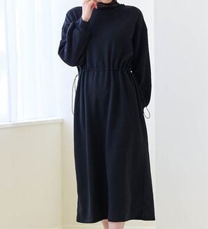 RANAN（ラナン）の「裏起毛！アンチピリング！ドロストワンピース（その他ワンピース）」｜ブラック（レギュラー丈）