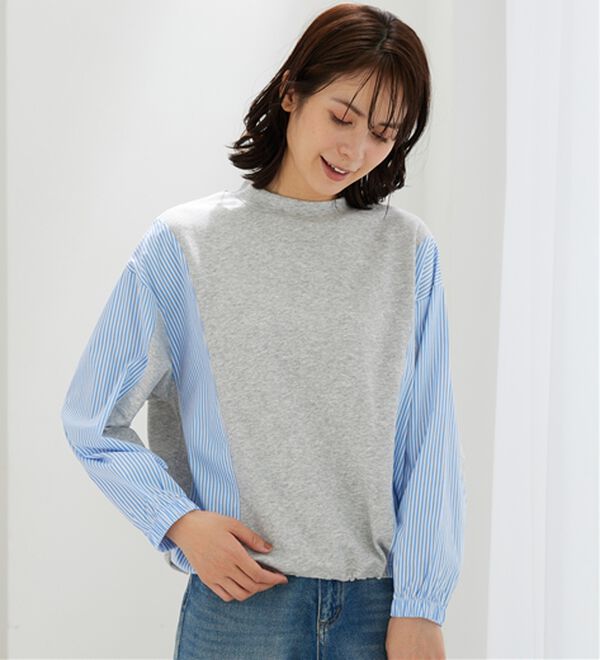 BELLUNA（ベルーナ）の「ストライプ切替デザインプルオーバー（カットソー）」｜詳細画像