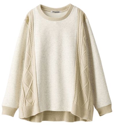 BELLUNA（ベルーナ）の「ケーブル柄ニット切替プルオーバー（カットソー）」