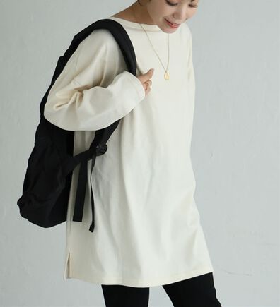 A HAPPY MARILYN（アハッピーマリリン）の「【Ｌ～８Ｌ】体型選ばない 定番バスク しっかりめ 綿１００％ Ｔシャツ（Tシャツ）」