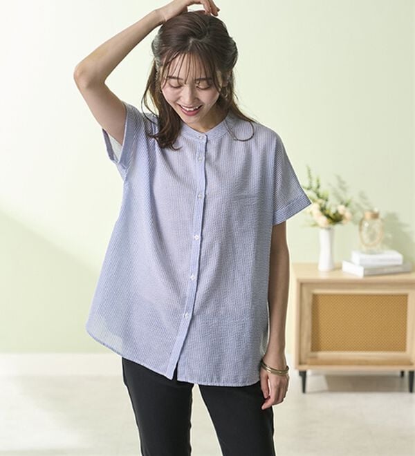 BELLUNA（ベルーナ）の「さらっと爽快！ポコポコサッカーブラウス（ブラウス）」｜詳細画像