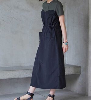 RANAN（ラナン）の「ワークデザインドッキングワンピース（ドッキングワンピース）」｜チャコール／ブラック