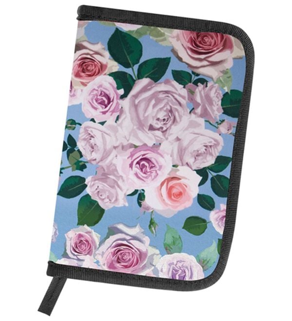 「花柄のお薬手帳ケース（財布・パスケース）」｜アンティークブルー