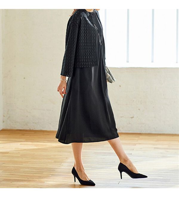 幾何柄レースボレロジャケットワンピースアンサンブル - ベルーナ【公式】