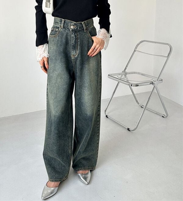 GeeRA（ジーラ）の「美脚見え！２ボタンウエストワイドデニムパンツ（フルレングスパンツ）」｜詳細画像