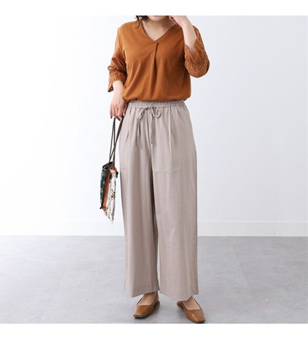 BELLUNA（ベルーナ）の「サラリ快適！ビンテージ調美脚ワイドパンツ（ワイドパンツ・ガウチョ）」｜詳細画像