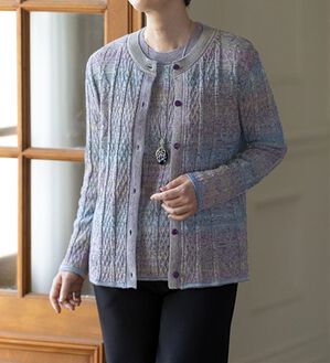 ルフラン（ルフラン）の「ウール入りメランジニットアンサンブル（アンサンブル）」｜パープル系