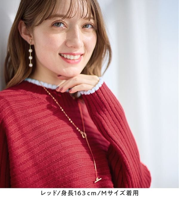 alotta（アロッタ）の「パチパチしにくい！洗えるリブ切替配色ニットプルオーバー（ニット・セーター）」｜詳細画像